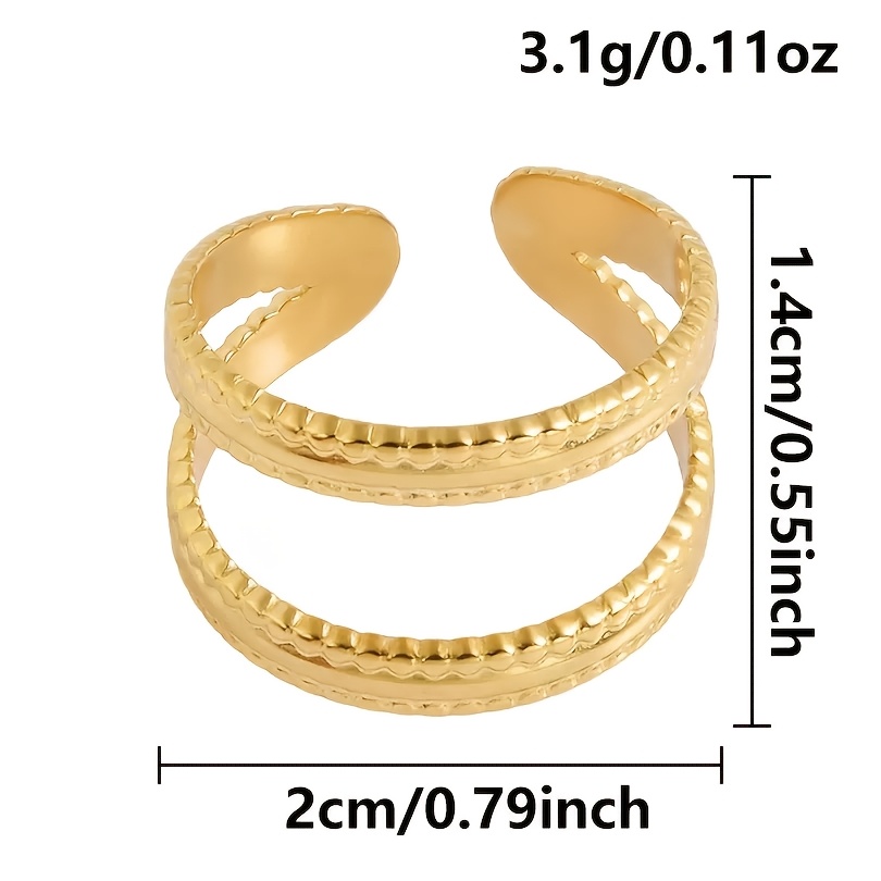 2pcs Women's Fashion Double-Layer Stackable Open Ring Set